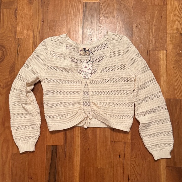 Hippie Rose Sweaters - Hippie Rose Cream Knit Cardigan
